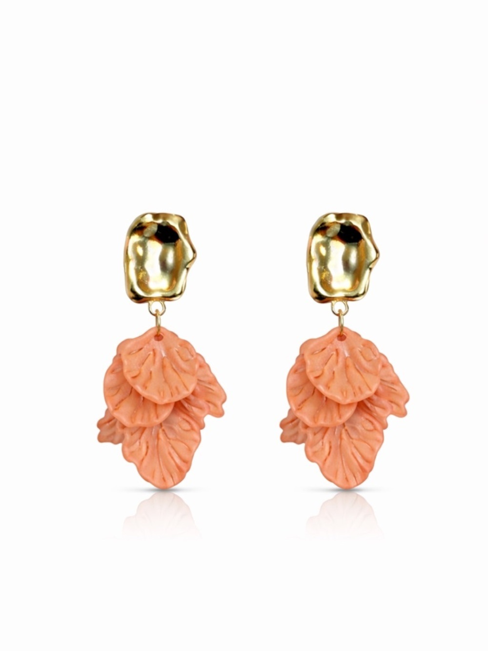 Gold and Brown Petal Drop Earrings